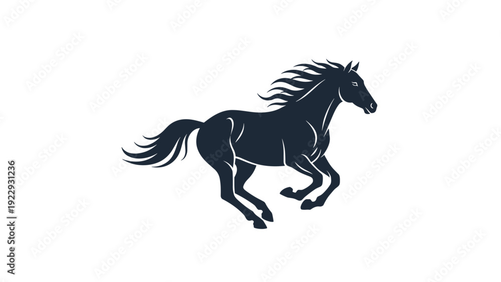 Obraz premium Silhouette of a Galloping Black Horse
