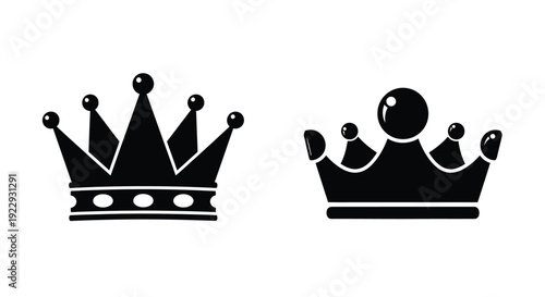 Two black crowns one larger and more ornate are shown in a graphic