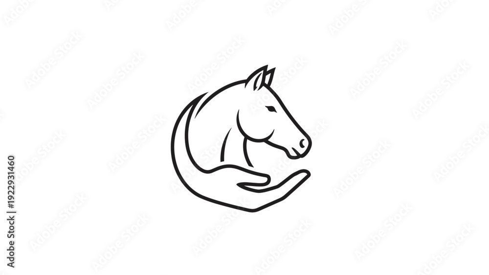 Fototapeta premium Horse Head Resting on a Caring Hand Silhouette