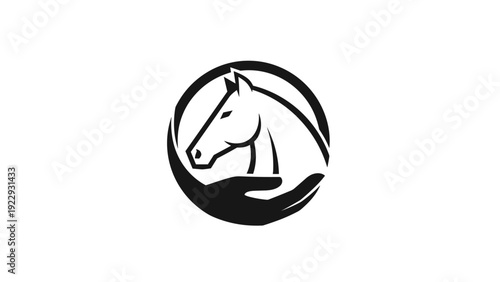 Horse Head in Hand Circle Logo