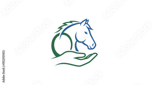 Horse Head Logo with Hand and Circle