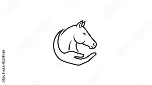 Horse Head Resting on a Caring Hand Silhouette