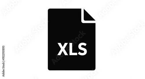 Black icon depicting an xls file with the letters xls visible