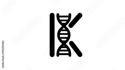 Genetic K letter icon, DNA double helix initial symbol, science biotechnology logo concept, genetics monogram, molecular biology.