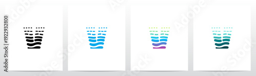 Waves Current Ripple Water Tidal Stream Curves Lines Letter Initial Logo Design V