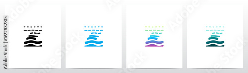 Waves Current Ripple Water Tidal Stream Curves Lines Letter Initial Logo Design Z