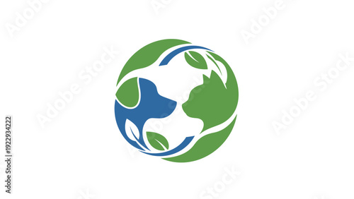 Pet and Nature Globe Logo - Animal Care and Protection Symbol