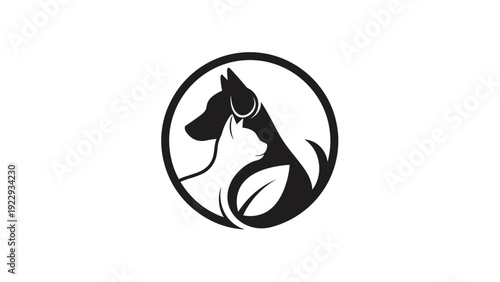 Dog and Cat Yin Yang Logo