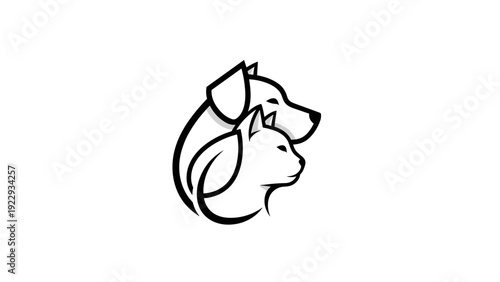 Minimalist Dog and Cat Silhouette Logo