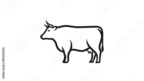 Simple Black and White Cow Outline Icon