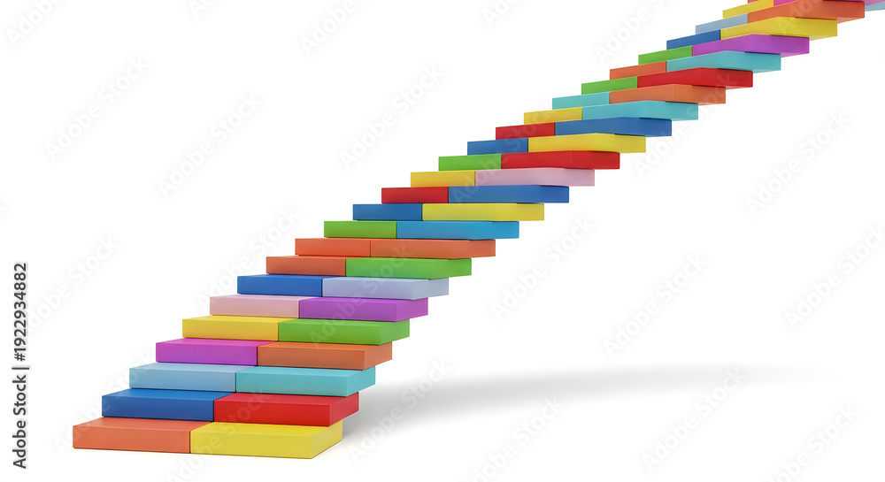 Fototapeta premium Colorful stacked books staircase growth concept 3d illustration isolated on transparent background