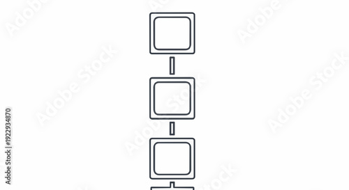Vertical arrangement of three interconnected square display units, illustrating a sequential process, data flow, or multi-stage system architecture in an abstract digital representation