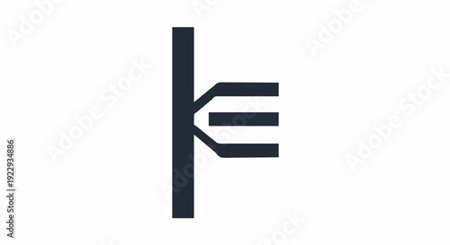 Abstract minimalist symbol featuring a vertical line with three interconnected horizontal segments, representing modern design and structural elegance