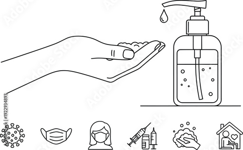 Hand sanitizer being dispensed onto hand