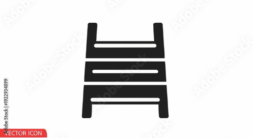 Modern black ladder icon representing progress, growth, and development. Clean vector graphic for digital interfaces, business content, and educational resources