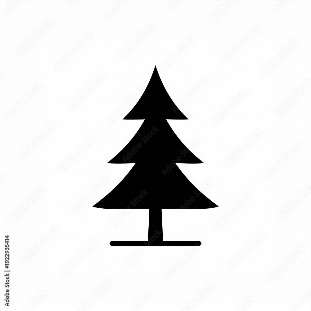 Fototapeta premium Minimalist black Christmas tree icon isolated on white background vector