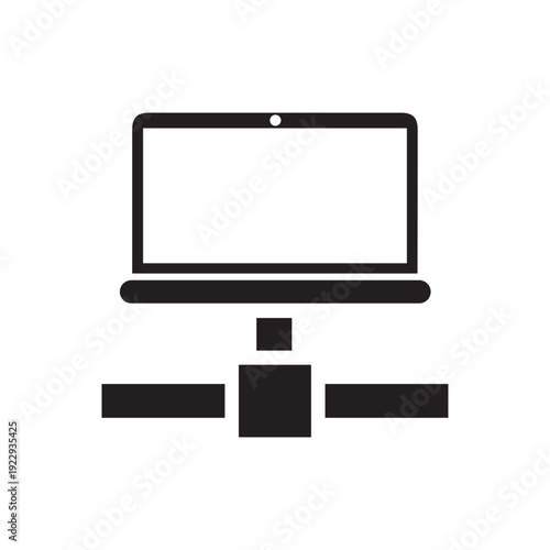 Laptop Network, Internet Connection Flat Vector Icon
