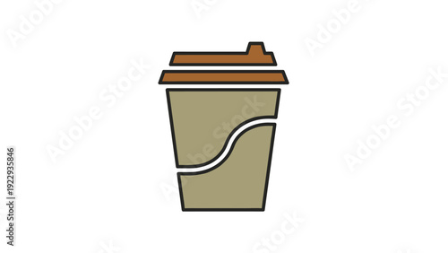 Simple Coffee Cup Icon with Swirl Design
