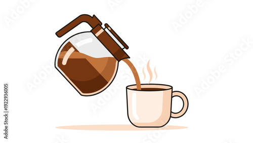 Pouring Coffee From Pot Into Cup
