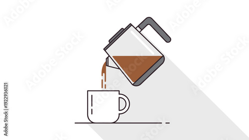 Pouring Coffee From Pot Into Cup