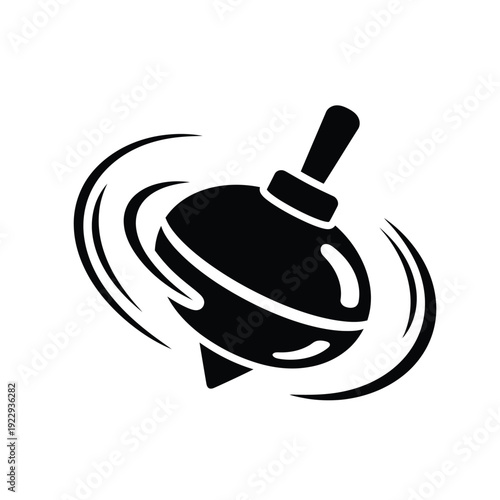 Vector illustration icon black spinning top icon with motion blur effect