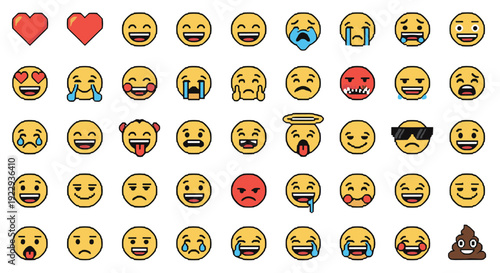 Collection of diverse cartoon faces expressing various emotions