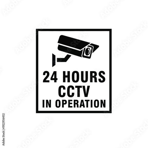 Vector illustration icon cctv camera icon with 24 hours in operation sign