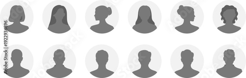 Diverse Silhouette Avatars of Men and Women in Gray Circles profile picture icon