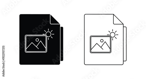 Two file icons depicting a picture within one black and one white