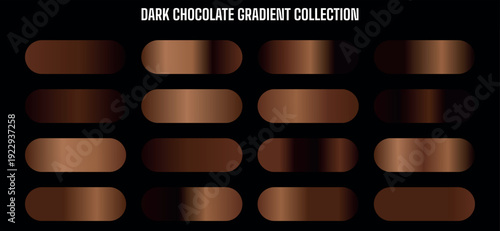 Vector dark chocolate brown gradient collection for UI, web, app, graphic design, social media backgrounds, buttons, banners, and textures