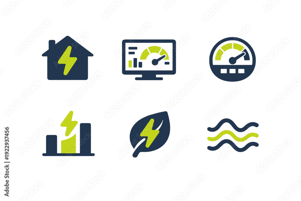 Fototapeta premium Usage consumption bolt simple house text generation numbers energy icon image chart