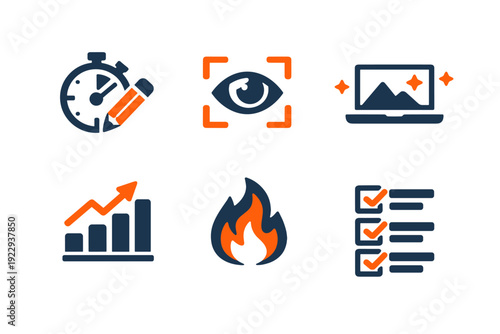 Timer no text flame icon clean task vector chart image simple generation