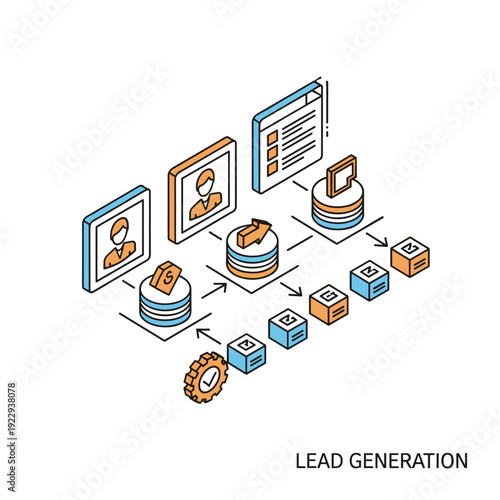 Lead Generation Sales Funnel and Digital Marketing Process Isometric Concept