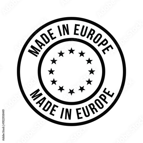 Vector illustration icon made in europe black and white stamp with stars