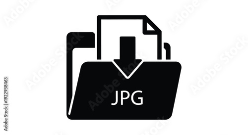 Black silhouette of a folder with a downward arrow and jpg text
