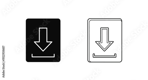 Download icon set solid black and outlined white variations displayed