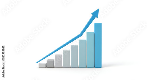 Free Download 3D blue rising bar chart growth success business progress increase isolated on transparent background - GFXLoad