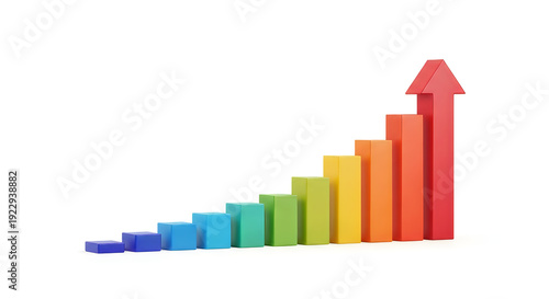 Free Download 3D colorful ascending bar chart growth success business progress isolated on transparent background - GFXLoad