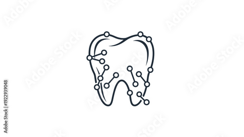 Smart Tooth Technology Network Outline Icon