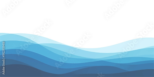 Abstract flowing waves of blue and cyan colors creating a serene and modern layered background for design purposes