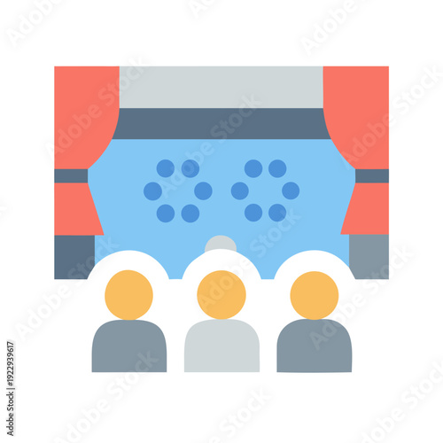 Flat vector design of theater performance with people watching the stage