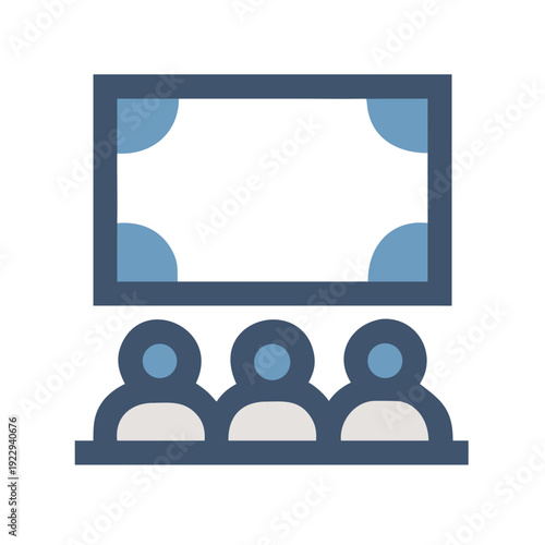 Audience in front of the stage screen minimal vector flat illustration