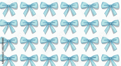 Seamless pattern of light blue watercolor bows on white background