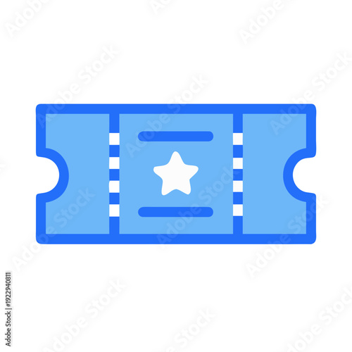 Illustration of a blue admission ticket with a white star on a black background