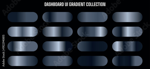 Vector UI Gradient Collection: Dark Blue and Grey Metallic Buttons for Dashboard Design, App, Website, Presentation