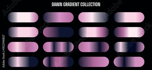 Dawn Gradient Collection Vector Swatches: Pink, Purple, and Dark Blue Color Palette for UI, Web, Social Media Backgrounds