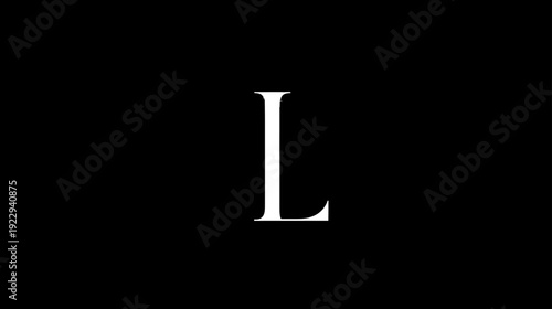 White uppercase letter L in classic serif font on a solid black background, ideal for typography, initial, monogram, or alphabet.