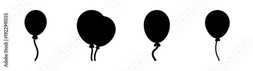Black Balloons Silhouette Set on White Background vector illustration