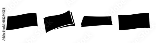 Set of black banknote icons in flat design vector illustration