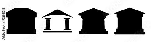 Bank building silhouettes in flat design vector illustration